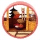 京都夢み屋　京の町家歳時記　10月　かき・離れ部屋 (IM-10)　季節のちりめん置き飾り　Seasonal decoration of crepe fabric