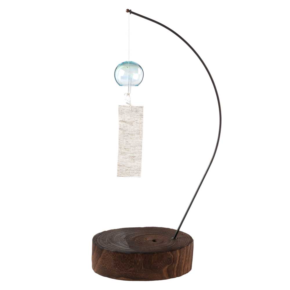 木之本 プチパール風鈴(小)+スタンドセット 室内卓上飾り用 クリスタルガラス ハンドクラフト 和風和柄のウィンドチャイム 日本製 福島県の工芸品