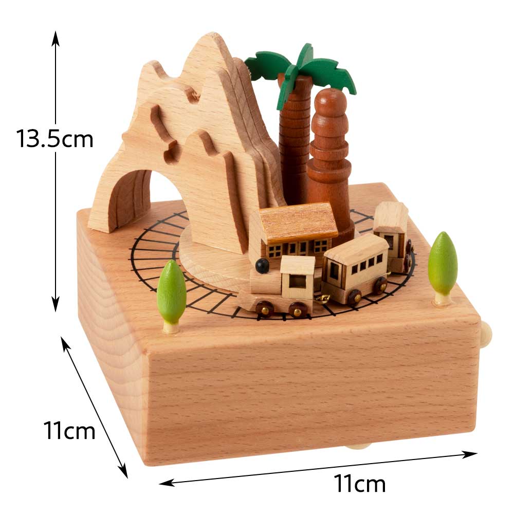 汽車が走る木製オルゴール ヤシの木洞窟 ブナ材 曲目：君をのせて