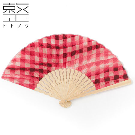 扇子　タマシイ　赤チェック　整 -トトノウ-　扇骨まで視線を感じる美しい扇子　Sensu fan Soul　※在庫限り