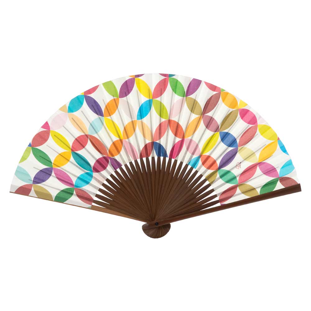 【扇子】女房扇 彩り七宝おとし色 (SB-001) 和紙の扇子6寸5分 和詩倶楽部 Sensu fan Washi-club ※在庫限り