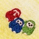 縁起ハンカチ　三猿（グラデーション）　刺繍入りガーゼハンカチ　スーベニール　Japanese pattern embroidered gauze handkerchief
