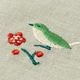 スーベニール　季節の訪れハンカチ　梅（うぐいす）　季節の花と動物を刺繍したガーゼハンカチ