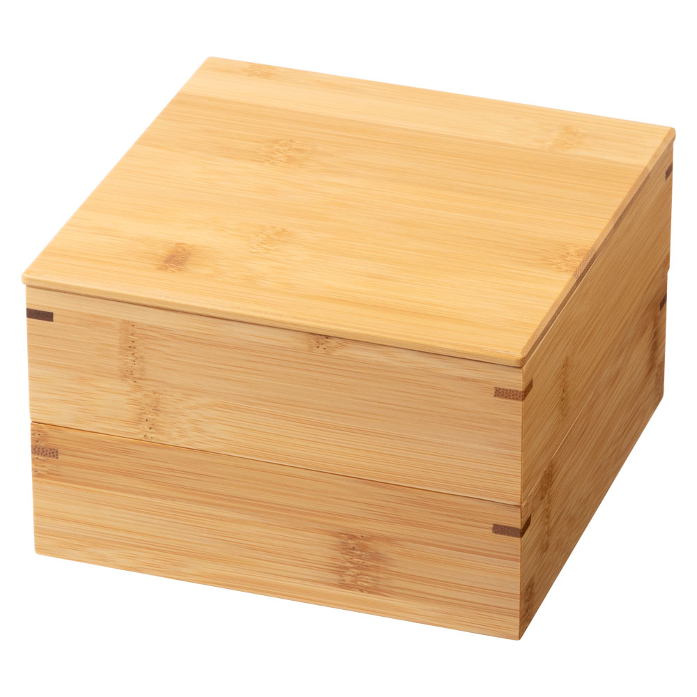 竹の弁当箱 スス正角2段弁当箱 (5501) 二段重箱 Bento made of bamboo