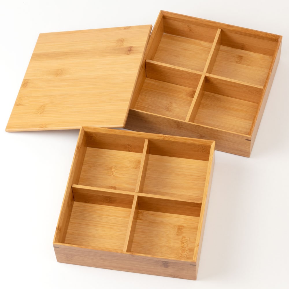 竹の弁当箱 スス竹松花堂2段弁当箱 (5502) 二段重箱 Bento made of