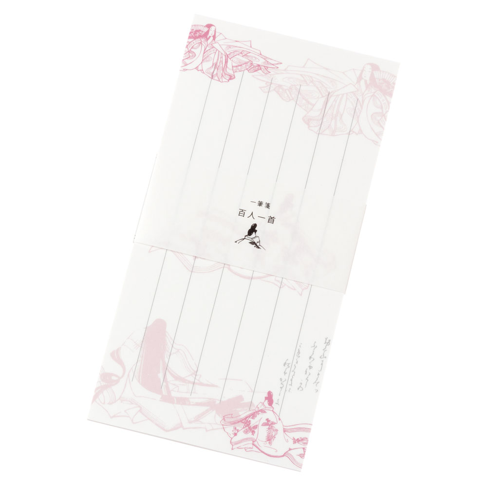 古典柄一筆箋 百人一首 同柄25枚綴り 8×16cm 紙匠雑貨エモジ Mini letter paper