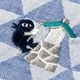 スーベニール　忍者ハンカチ　壁登りの術・青（うろこ模様）　刺繍入りガーゼハンカチ
