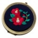 和刺繍コンパクトミラー　椿　スーベニール　Japanese flower pattern embroidered compact mirror