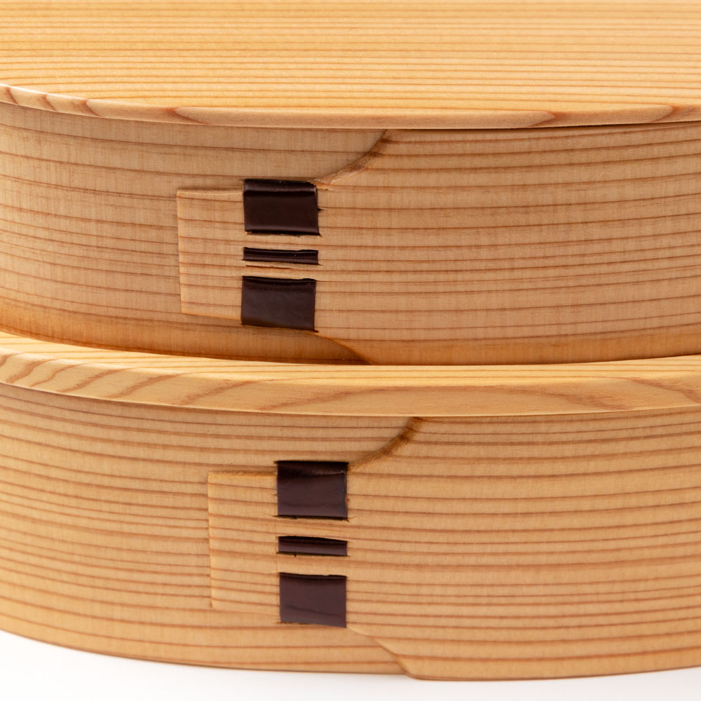 大館曲げわっぱ レディース弁当小判入子 (k-202) RS・上段ご飯タイプ 秋田県の伝統工芸品 作者:伝統工芸士・栗盛俊二 Odate Magewappa Bento lunch box