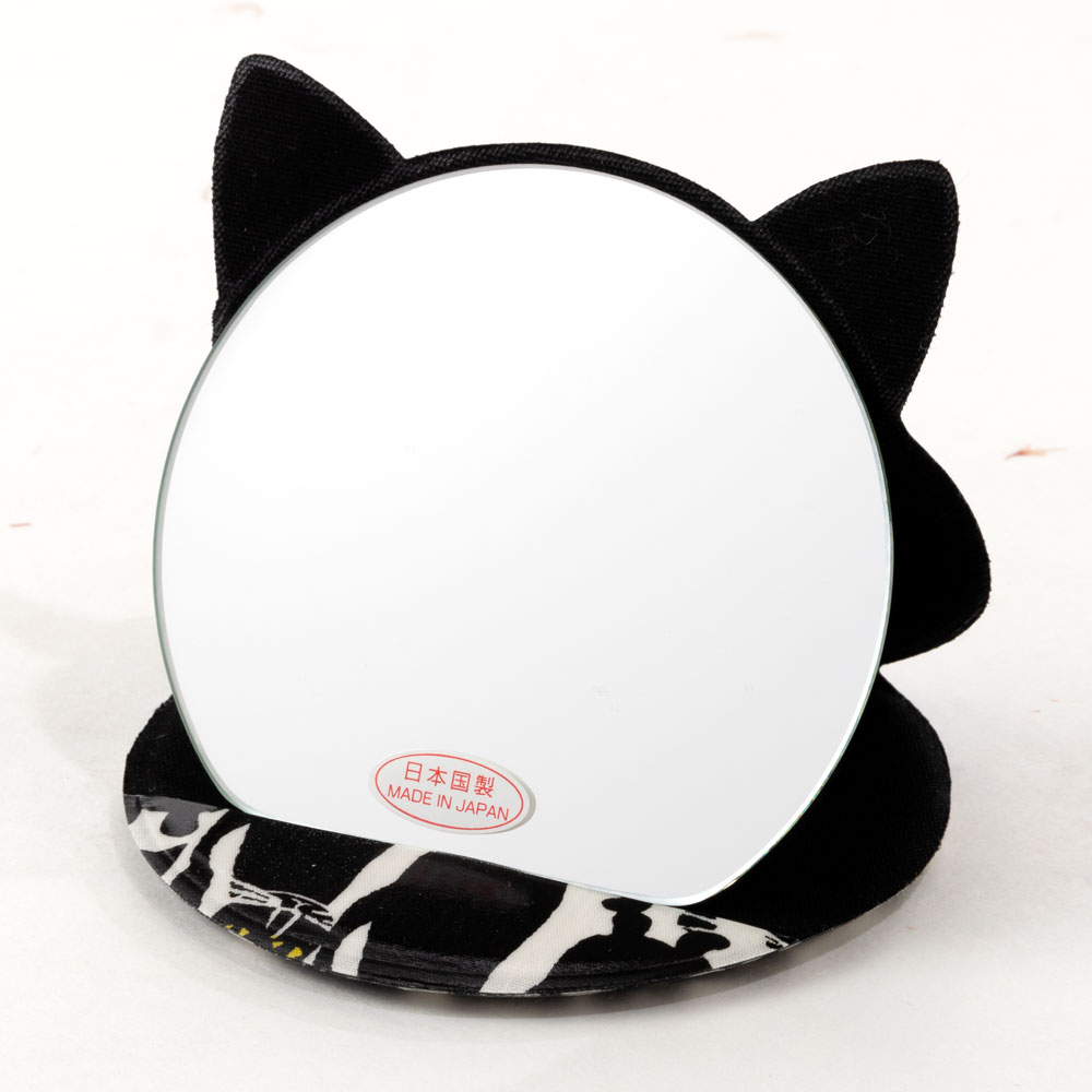 きてきて 猫型かがみ(小) たちねこ柄 鏡・コンパクトミラー Compact mirror