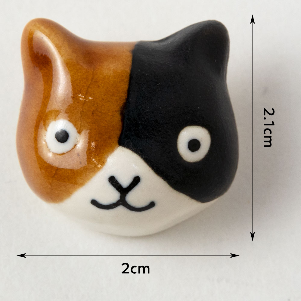 イホシロ窯 アクセサリー 三毛猫 ピンバッジ ブローチ 帯留め 美濃焼 岐阜県の工芸品 Minoyaki accessory, Gifu craft