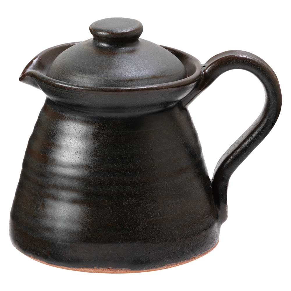 信楽焼 コーヒーポット・コーヒーサーバー 黒 600ml 直火OK耐熱陶器 ガス火専用 滋賀県の工芸品 保温効果 陶器の赤外線効果でまろやかな味に 作者:中村文夫(なか工房)