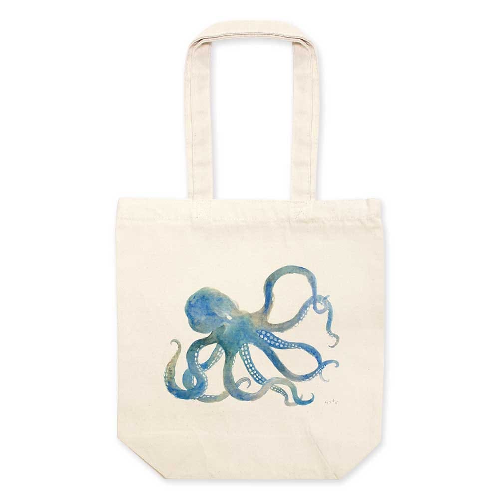 和詩倶楽部 ハコビムシ トートバッグM くね曲ね コットンの丈夫な手提げ袋 たこ 蛸 真っ直ぐより面白いかもしれない