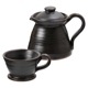 信楽焼 コーヒーポット+ドリッパーセット 黒 600ml 直火OK耐熱陶器 ガス火専用 滋賀県の工芸品 保温効果 陶器の赤外線効果でまろやかな味に 作者:中村文夫(なか工房)