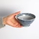 波佐見焼　藍駒　茶碗（大）　日本製　磁器飯碗　温かみのある手描きのしましま模様　ご飯やお茶漬けなどに　BARBAR マルヒロ　長崎県の工芸品　Aikoma rice bowl  Nagasaki craft