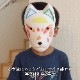 おえかき用きつねの面 (KS)　紙製のお面　ゴム紐付きでかぶって遊べます　工作・塗り絵・ワークショップ　Fox mask for coloring