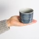 波佐見焼　藍駒　そば猪口　日本製　磁器食器　温かみのある手描きのしましま模様　小鉢やデザートカップなどにも　BARBAR マルヒロ　長崎県の工芸品　Aikoma soba cup  Nagasaki craft
