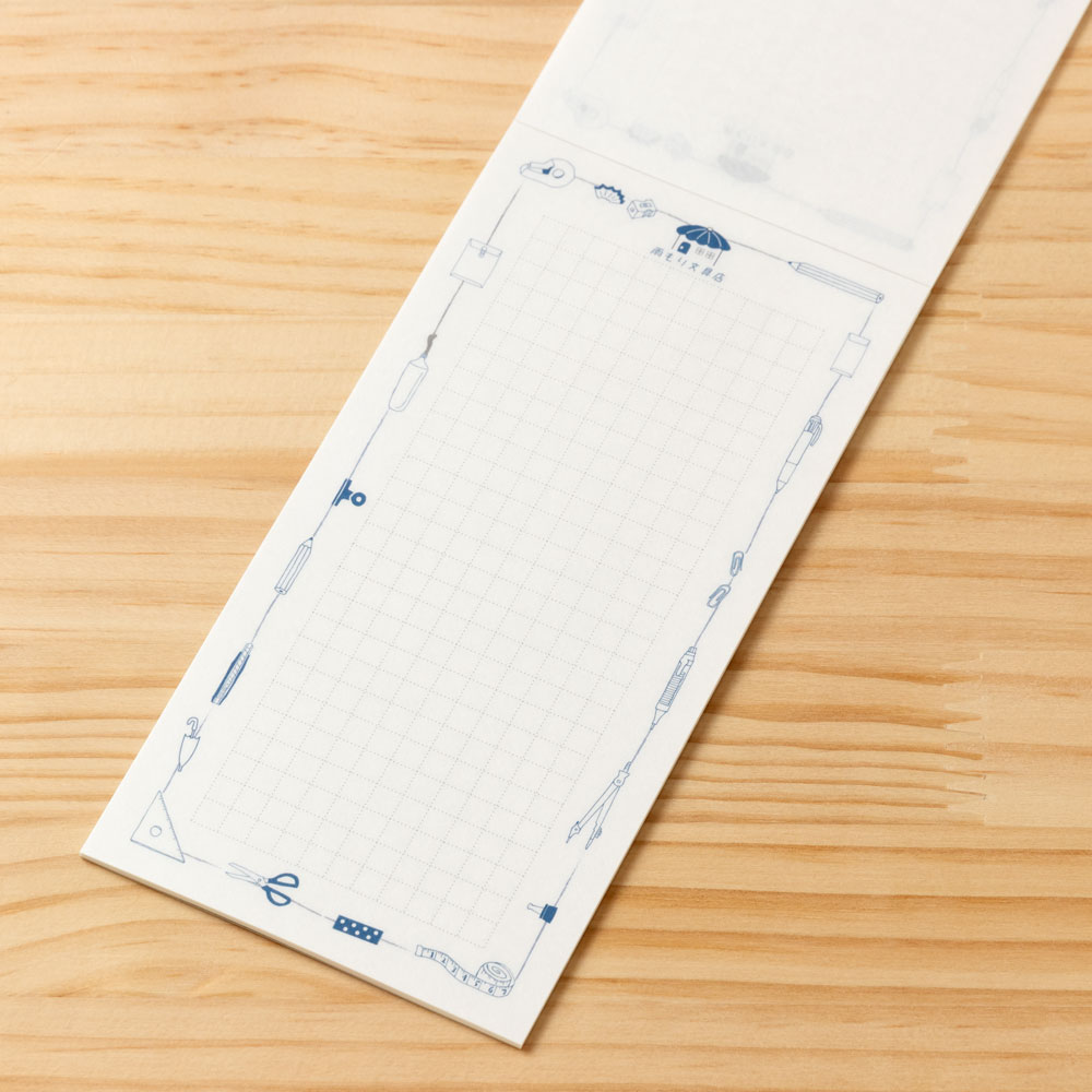 一筆箋 ヒトコト箋 青 雨もり文具店 同柄25枚綴り 8×16cm 紙匠雑貨エモジ Mini letter paper