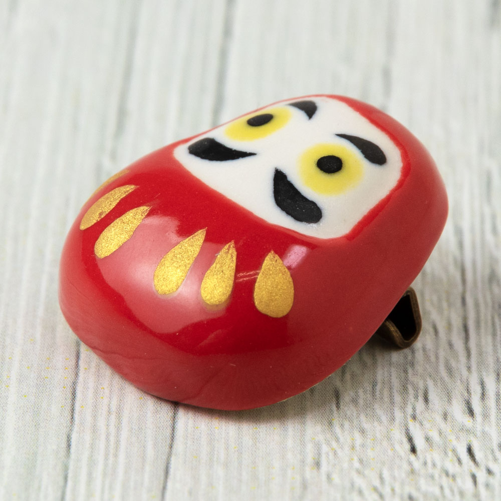 イホシロ窯 アクセサリー だるま ピンバッジ ブローチ 帯留め 美濃焼 岐阜県の工芸品 Minoyaki accessory, Gifu craft