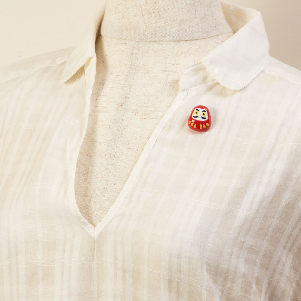 イホシロ窯 アクセサリー だるま ピンバッジ ブローチ 帯留め 美濃焼 岐阜県の工芸品 Minoyaki accessory, Gifu craft