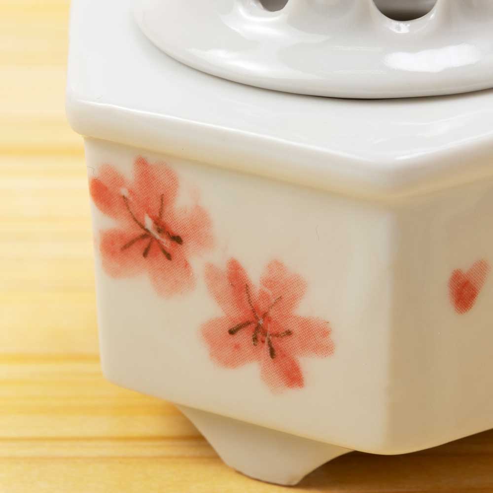 瀬戸焼 赤花六角香炉 お香 練香 香木 空薫 インテリア 愛知県の