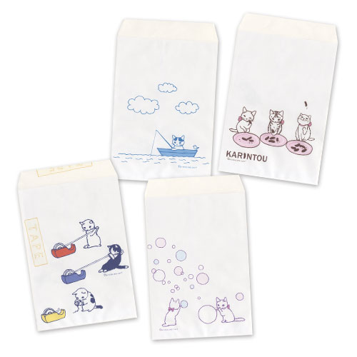 ポタリングキャット 白袋「テープ」(FT-15) 12枚入(4絵柄×各3枚)