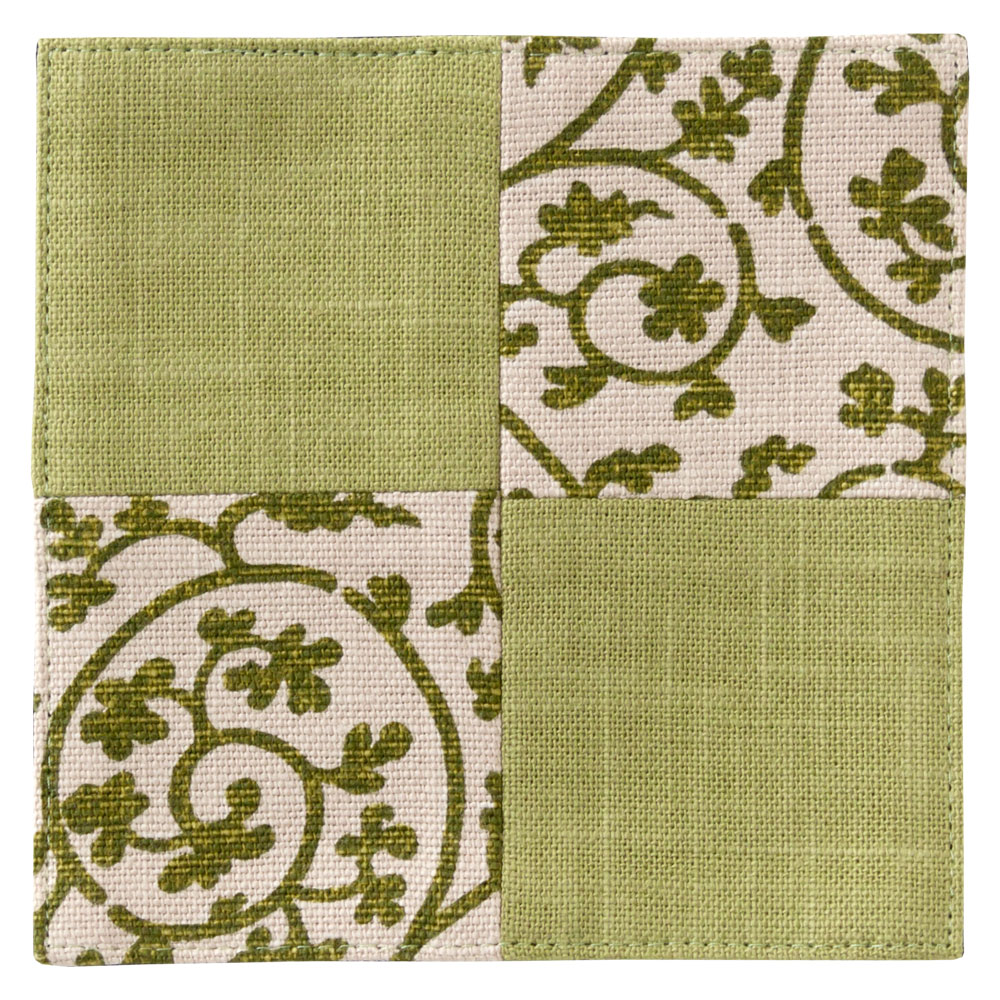 百道発信 祝唐草コースター 緑 Iki 1372 リバーシブル 福岡県の布製品 Fabric Coaster すべての商品 こだわりの和雑貨 和敬静寂
