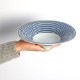波佐見焼　藍駒　三つ足大鉢　日本製　磁器食器　温かみのある手描きのしましま模様　大皿料理やパスタ、カレーなど　BARBAR マルヒロ　長崎県の工芸品　Aikoma large bowl  Nagasaki craft