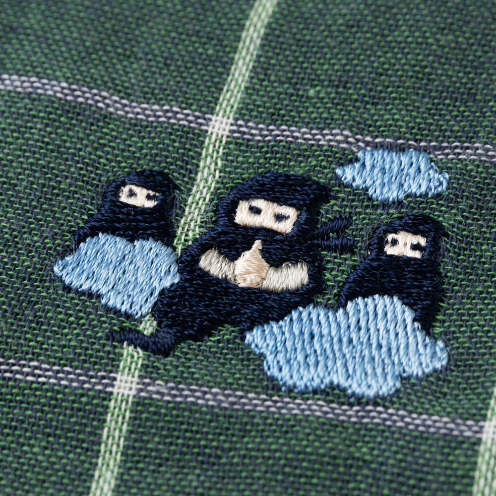 スーベニール 忍者ハンカチ 分身の術（グリッド） 刺繍入りガーゼ