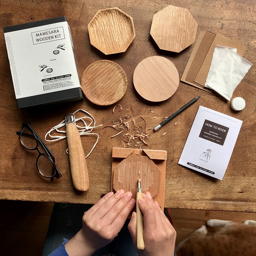 工作キット 彫刻刀でつくる豆皿・八角形 削って磨いて自分で作る