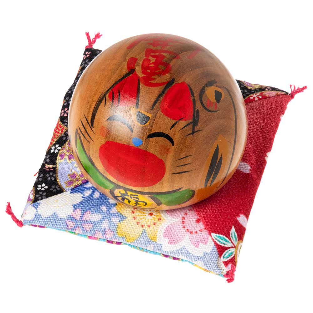 仙臺さすり 招き猫こけし サクラ材 中・2.5号 (124) 開運・左手上げ さすって撫でてリラックス インテリア置物 木工品 宮城県仙台市の工芸品 Kokeshi of lucky cat, Miyagi craft