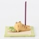 四葉と猫　香立 (K4634)　瀬戸焼のお香立て　愛知県の工芸品　Incense holder  Seto-yaki