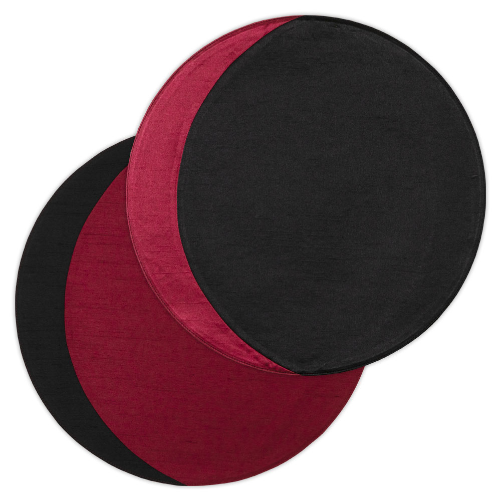 百道発信 かぐ夜 三日月サークルL ブラック×レッド (IKI-1498) リバーシブルランチョンマット φ36cm 福岡県の布製品 Fabric place mat Fukuoka craft