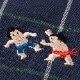 相撲ハンカチ　張り手（グリッド）　刺繍入りガーゼハンカチ　スーベニール　Japanese pattern embroidered gauze handkerchief