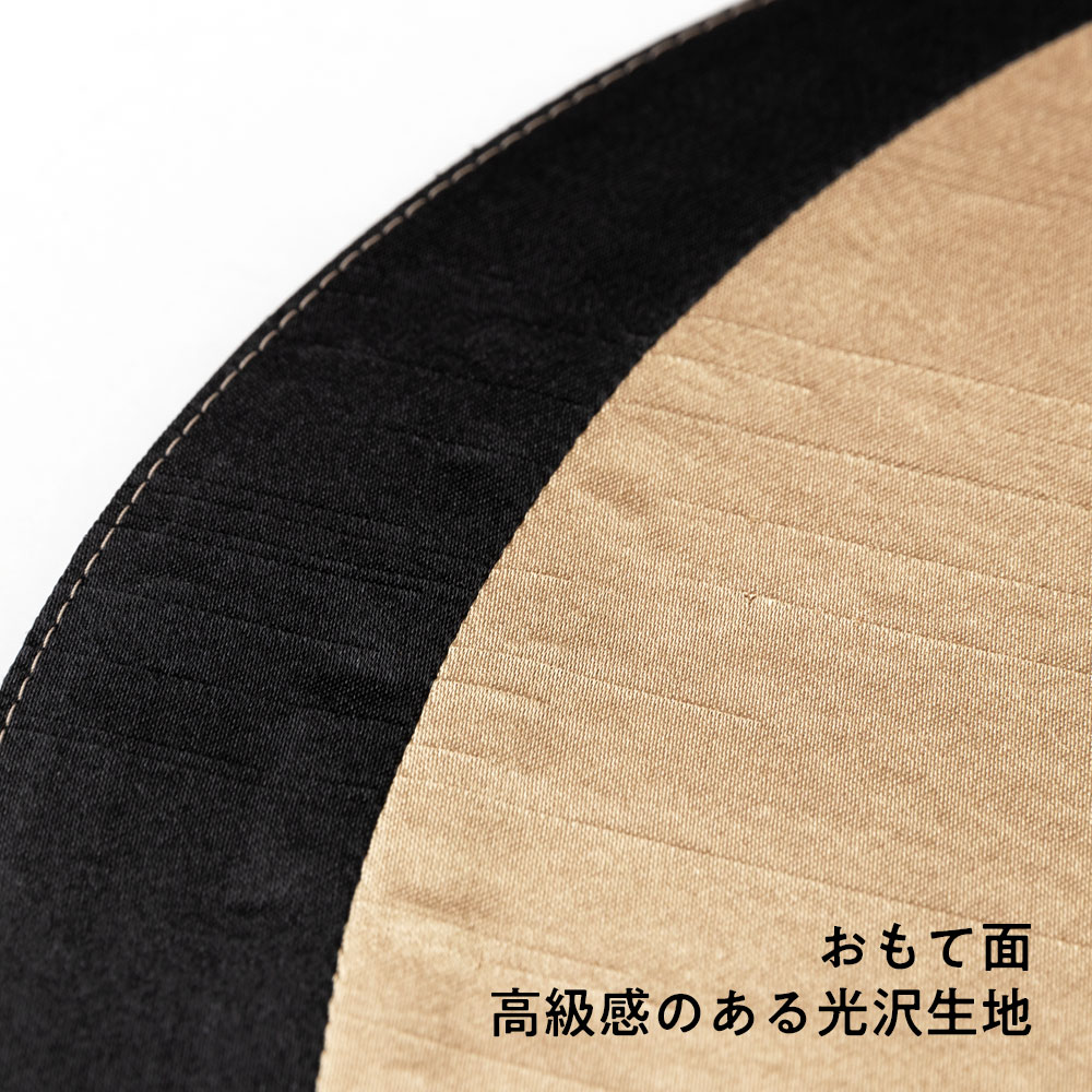 百道発信 かぐ夜 三日月サークルM ゴールド×ブラック (IKI-1499) リバーシブルティーマット・モーニングマット ミニランチョン φ26cm 福岡県の布製品 Fabric tea mat Fukuoka craft