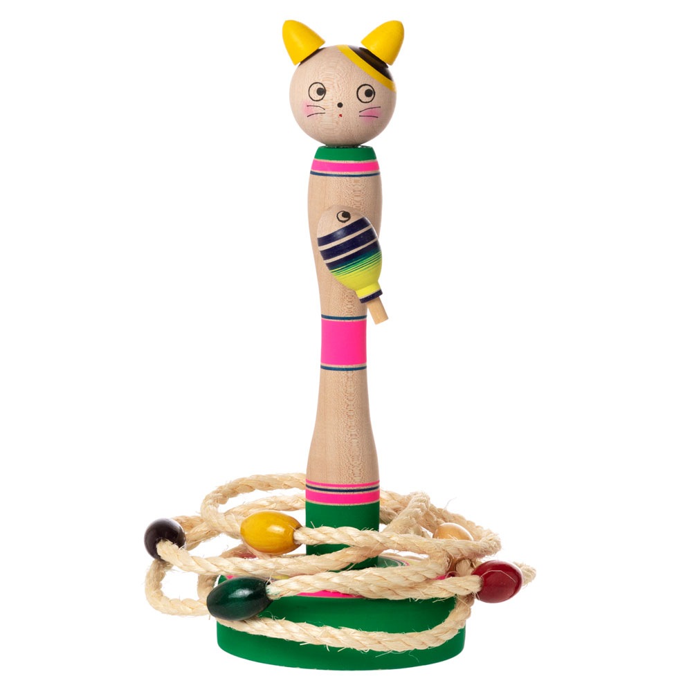 動物わなげ ねこ 輪投げ 山形県の木地玩具 Wooden toy, Yamagata