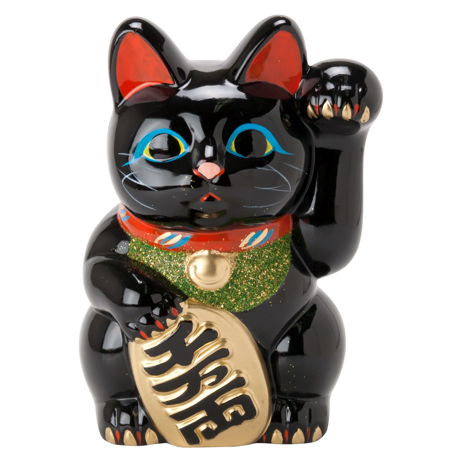 常滑焼 招き猫 6号小判黒猫貯金箱 左手上げ 高さ19cm 開運招福 家運隆盛 商売繁盛 千客万来 愛知県の工芸品
