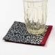 百道発信 藍文様 11cmコースター 11×11cm 福岡県の布製品 和文様 和風 あられ/青海波/麻の葉 綿100% 日本製 Fabric coaster, Fukuoka craft