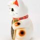 常滑焼　招き猫　7号小判白猫貯金箱　右手上げ (143-59-86)　愛知県の工芸品　Tokoname-yaki Lucky cat