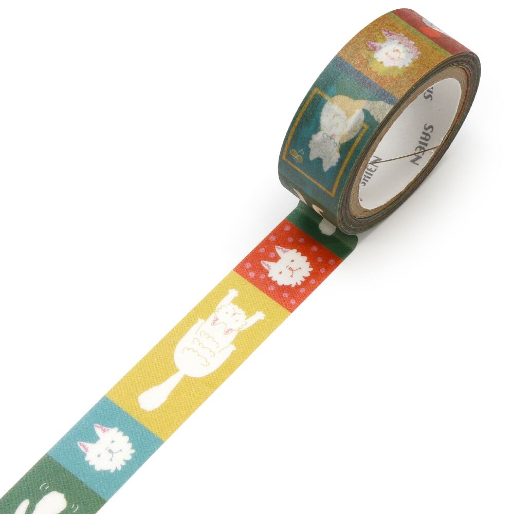 SAIEN オリジナルシリーズ マスキングテープ ねこ 15mm (UR-0210) 7m巻 和紙ステーショナリー