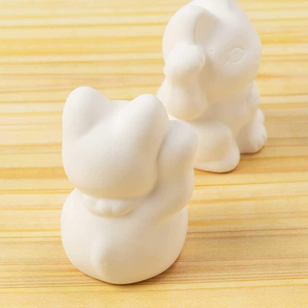 瀬戸焼 おえかき招き猫 ミニ:高さ4.7cm 立体ぬりえ 素焼き陶器 工作用 ワークショップに 手作り体験 親子で楽しめる自由研究