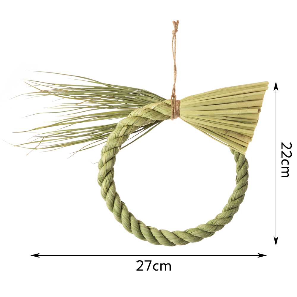 お正月の縁起物(縄) 正月しめ飾り わらむ 輪じめ リース・姫 国産わらの縁起物 玄関飾り