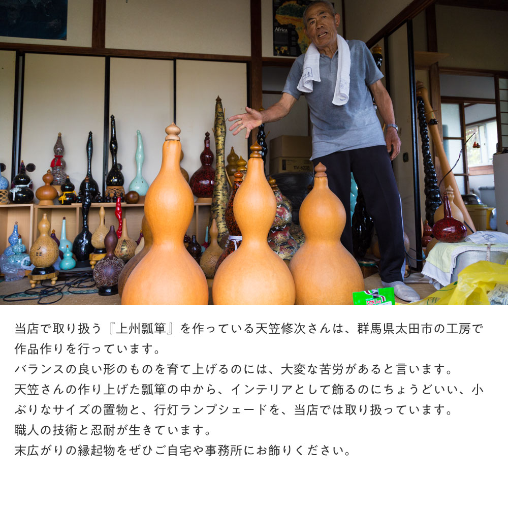 上州瓢箪 行灯 ランプシェード018 青海波 高さ36cm ひょうたんから作られたインテリアライト 群馬県の工芸品 作者:天笠修次 Lamp shade of gourd, Gunma craft