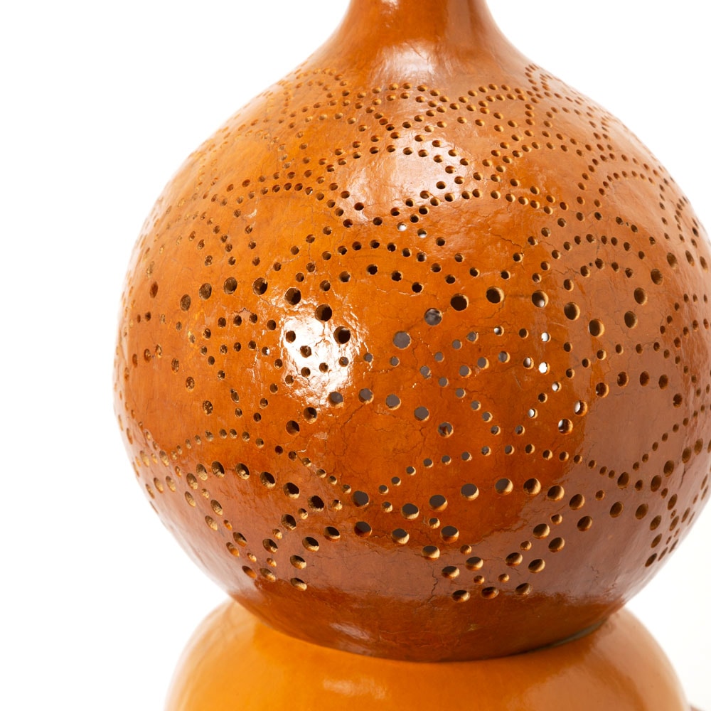 上州瓢箪 行灯 ランプシェード018 青海波 高さ36cm ひょうたんから作られたインテリアライト 群馬県の工芸品 作者:天笠修次 Lamp shade of gourd, Gunma craft