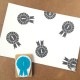ロゼットはんこ「1」　ステーショナリーを彩る消しゴムはんこ　ただのやまもと　Rosette hanko stamp