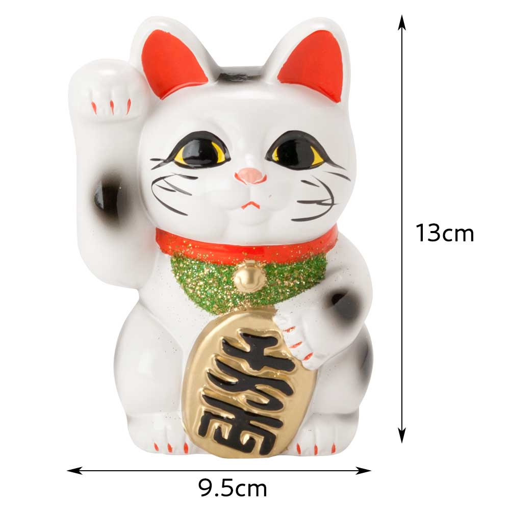 常滑焼 招き猫 4号小判白猫貯金箱 右手上げ (143-56-86) 愛知県の工芸