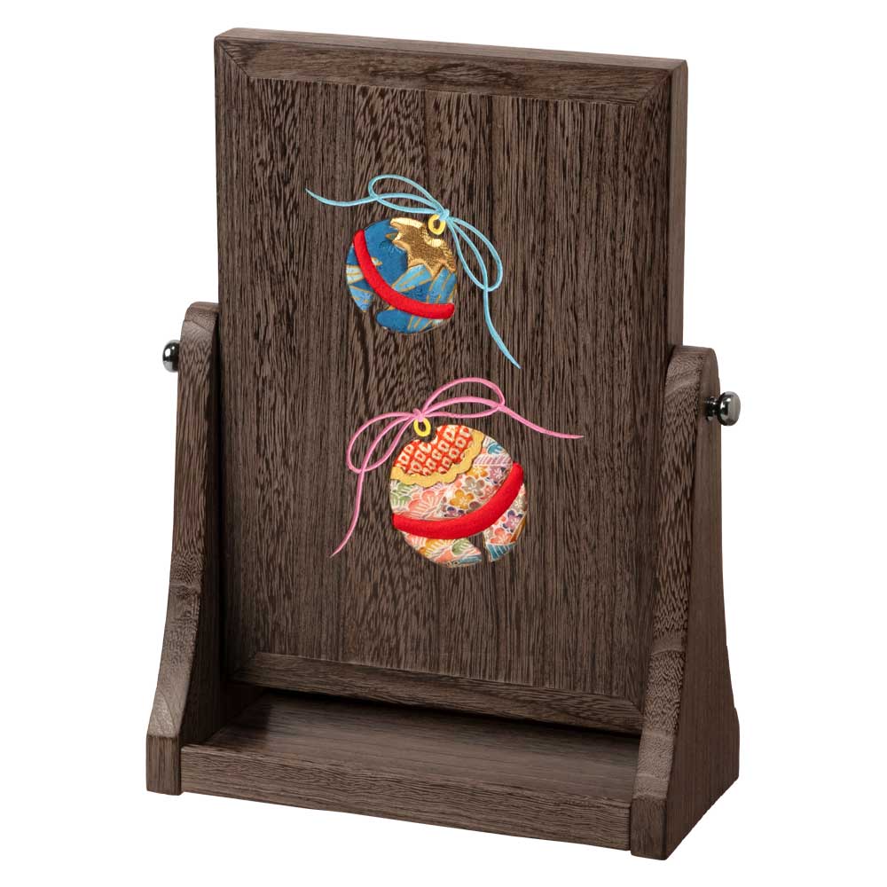 桐木目込み細工 卓上ミラー (004) 化粧鏡 縦 桐製・時代仕上 箱長の桐工芸品 Makeup mirror of Paulownia Hakocho