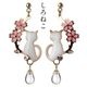 アクセソワール　桜と猫のピアス　桜ゆらり、耳元に春色のきらめき　アレルギー反応の出にくいチタンポスト　チャーム32mm　日本製