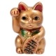 瀬戸焼　レトロ招き猫貯金箱　金 (K5245)　愛知県の工芸品　Seto-yaki Lucky cat  Aichi craft