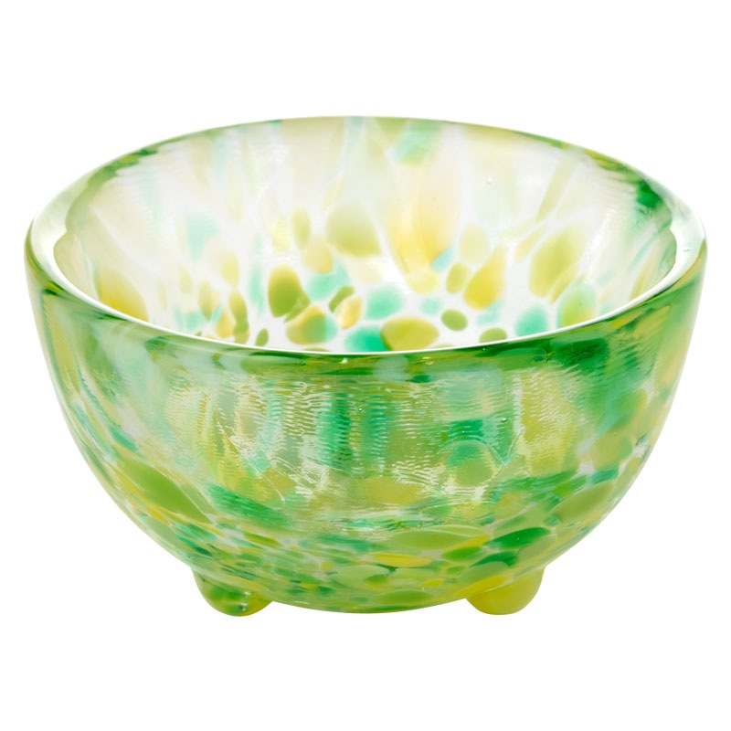 津軽びいどろ盃セット 春花と新芽 布製ミニコースター付きペアセット 百道発信 四季彩 Sake cup and cloth coaster set